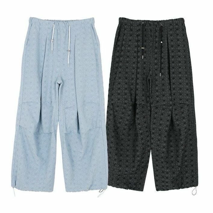 暗花紋可束腳鬆身褲 P2684