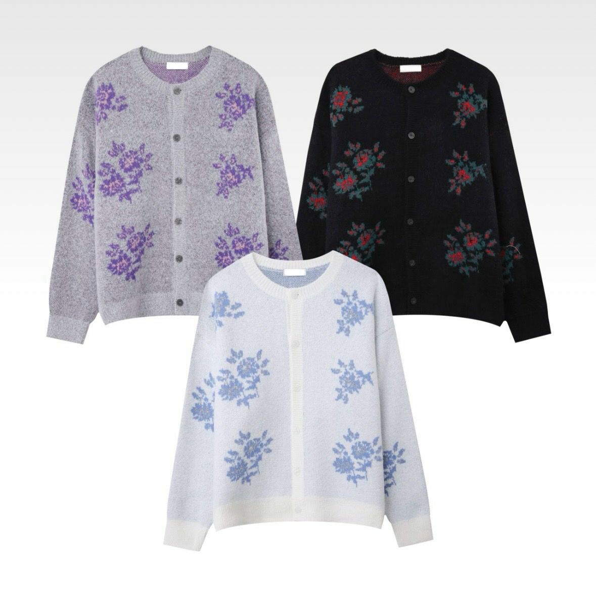 圓領花花開胸針織外套 JK2466