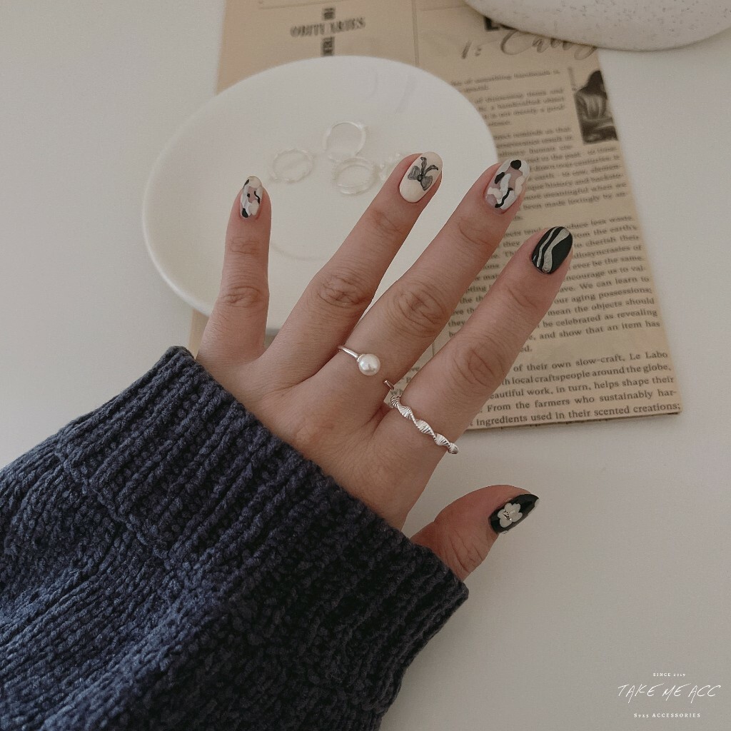 開口珍珠｜純銀戒指