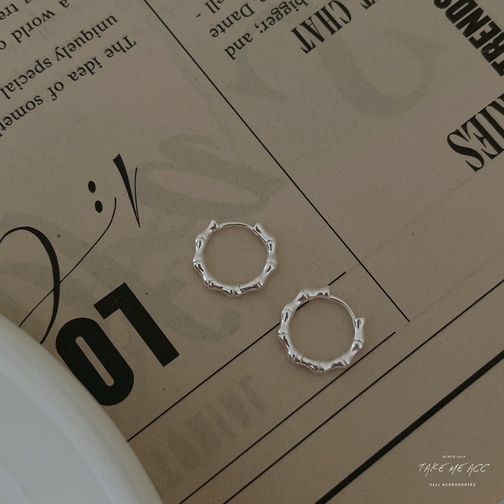 竹節圈圈｜全純銀耳環