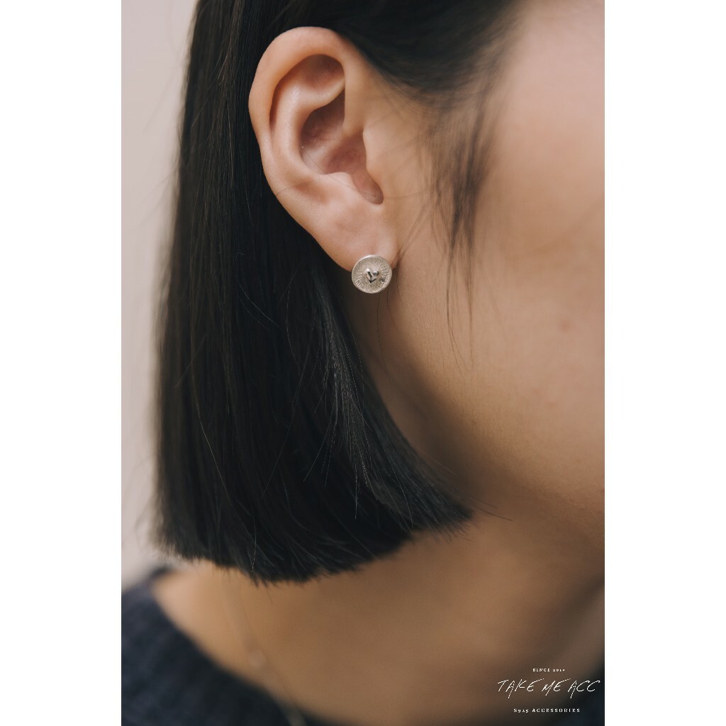 鈕扣愛心｜全純銀耳環