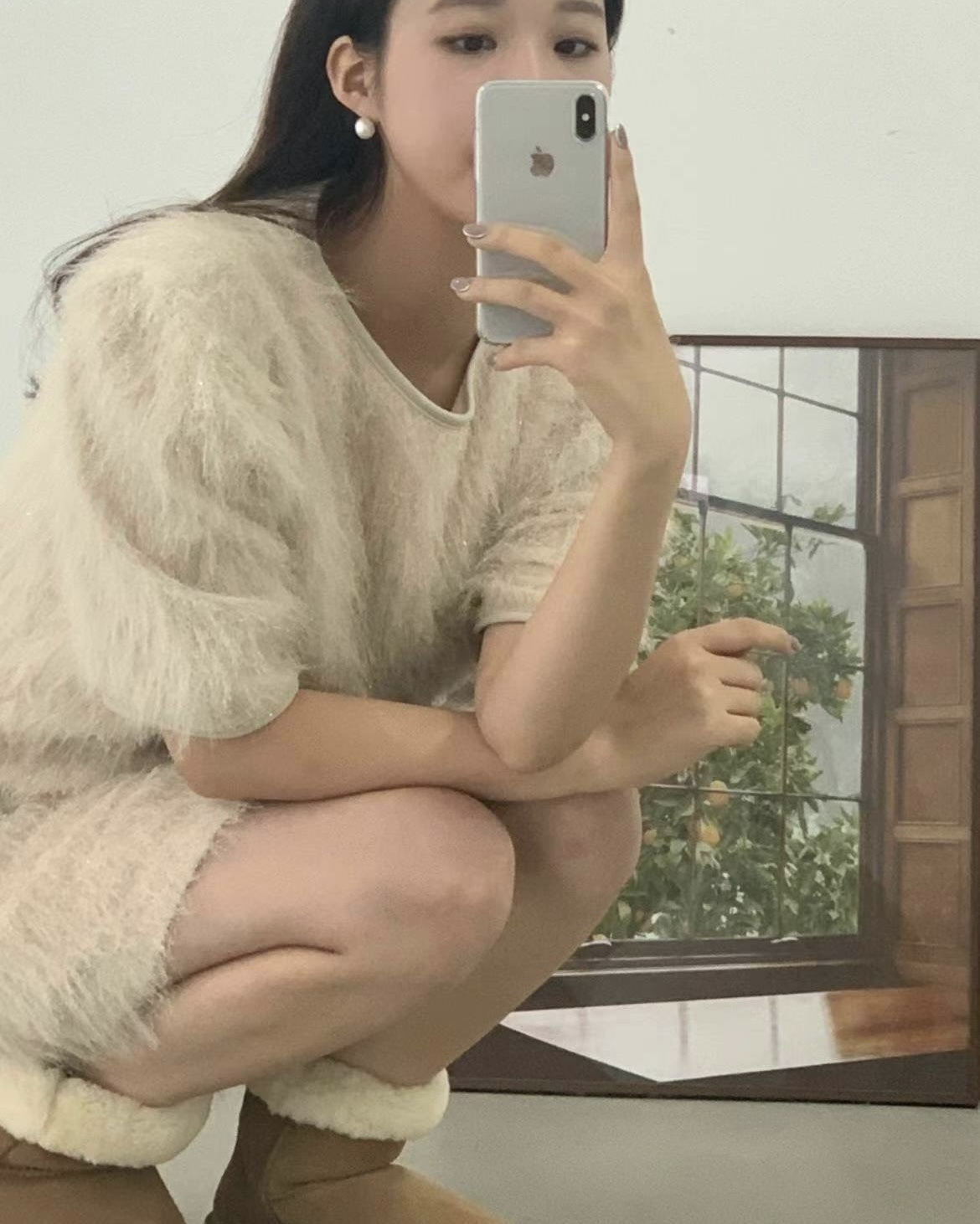 貴貴檔口內裡刷毛煙花洋裝/4色均碼/米白