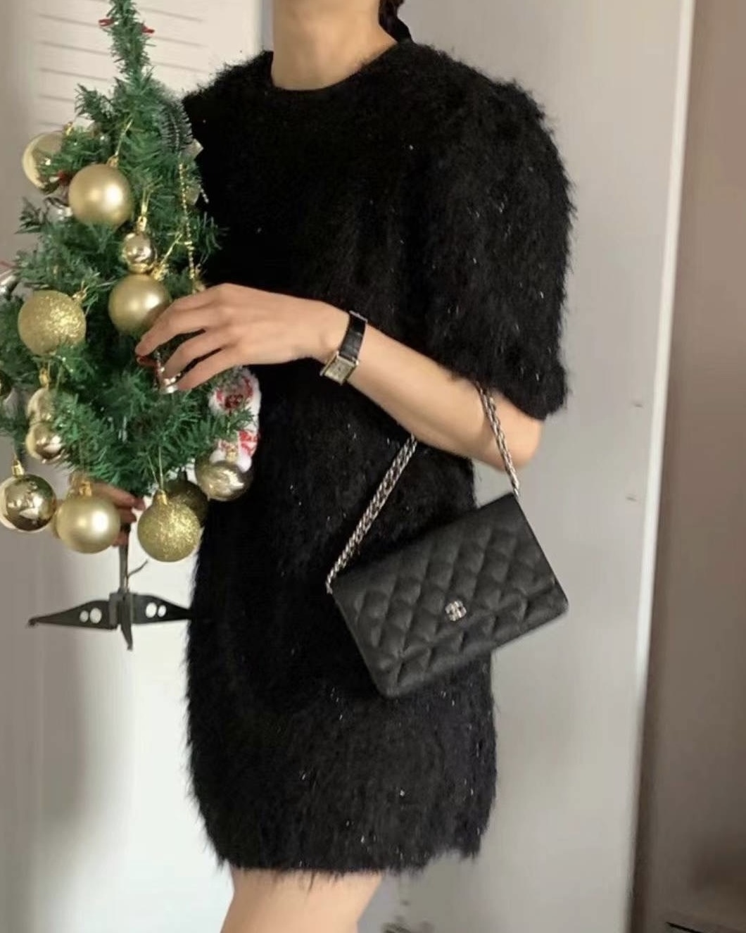 貴貴檔口內裡刷毛煙花洋裝/4色均碼/黑