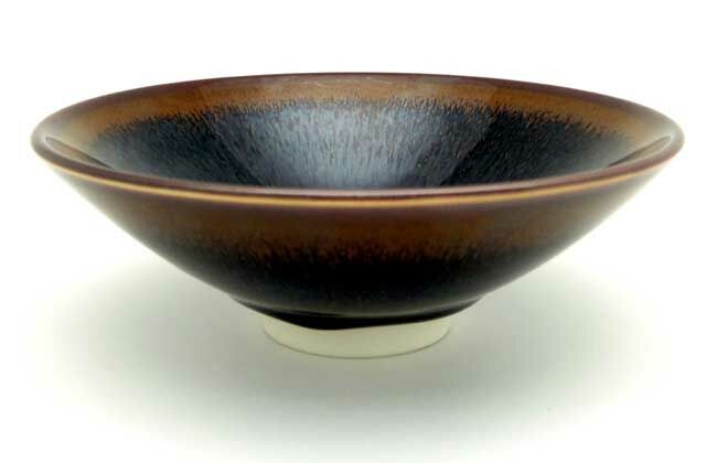 鹿港窯禮品館｜辛可窯 曜變茶金兔毫天目-特大鬥笠茶碗 孤品