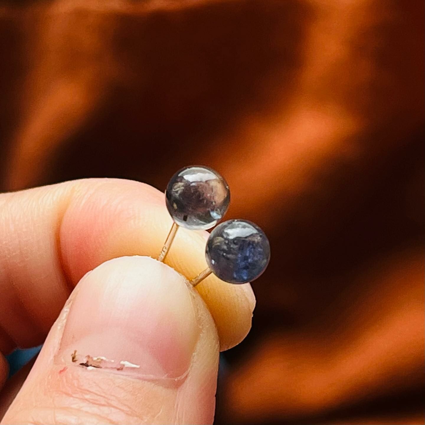 [原石] 菫青石 925銀耳環 耳釘式水晶耳環