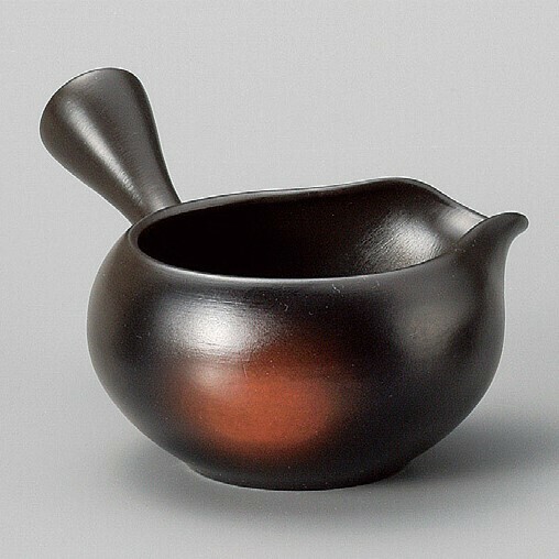 日本製 常滑燒 湯冷碗 片口抹茶碗 竹春作黑