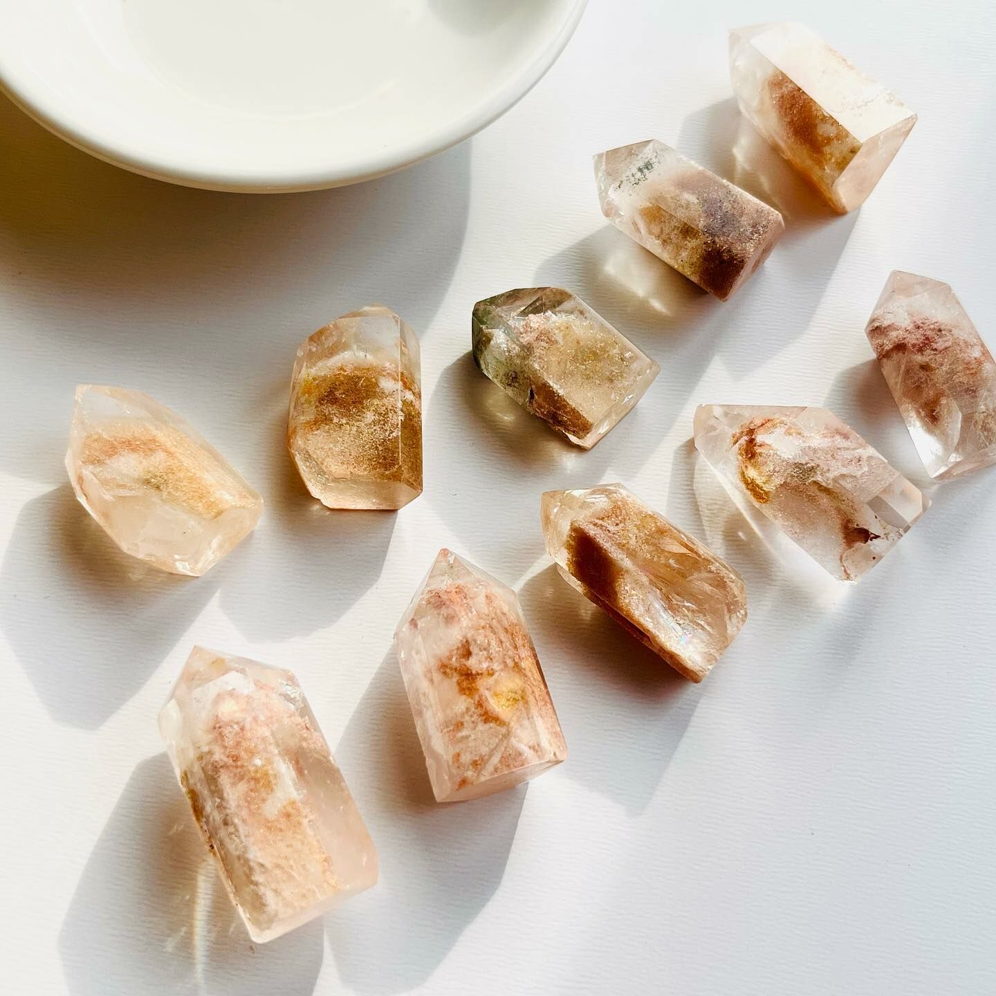 [原石]  粉紅雪花幽靈水晶