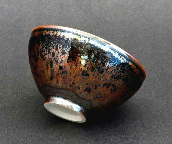 鹿港窯禮品館|辛可窯 黑曜變黃金天目中杯 嚴選特優版 黃金豹紋