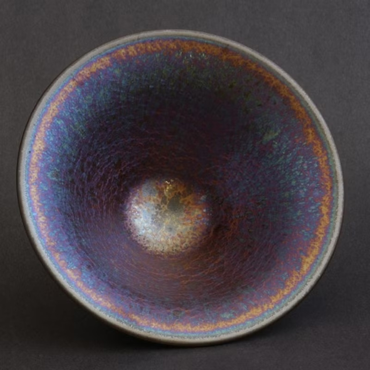 鹿港窯禮品館｜辛可窯 曜變紫金天目手拉中斗笠茶碗