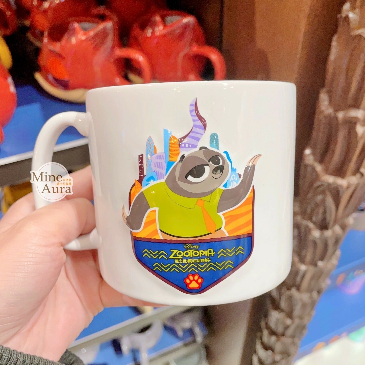 快俠 Flash 樹獺 公務員 圖案 白底 陶瓷馬克杯 水杯 動物方城市 Zootopia -上海迪士尼樂園