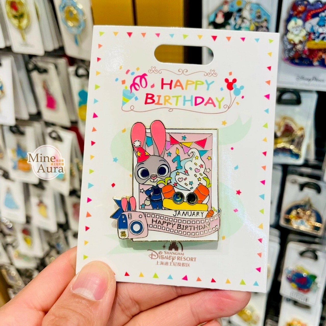 哈茱蒂 Judy 兔 1月 生日紀念 造型 徽章 PIN 動物方城市 Zootopia -上海迪士尼樂園