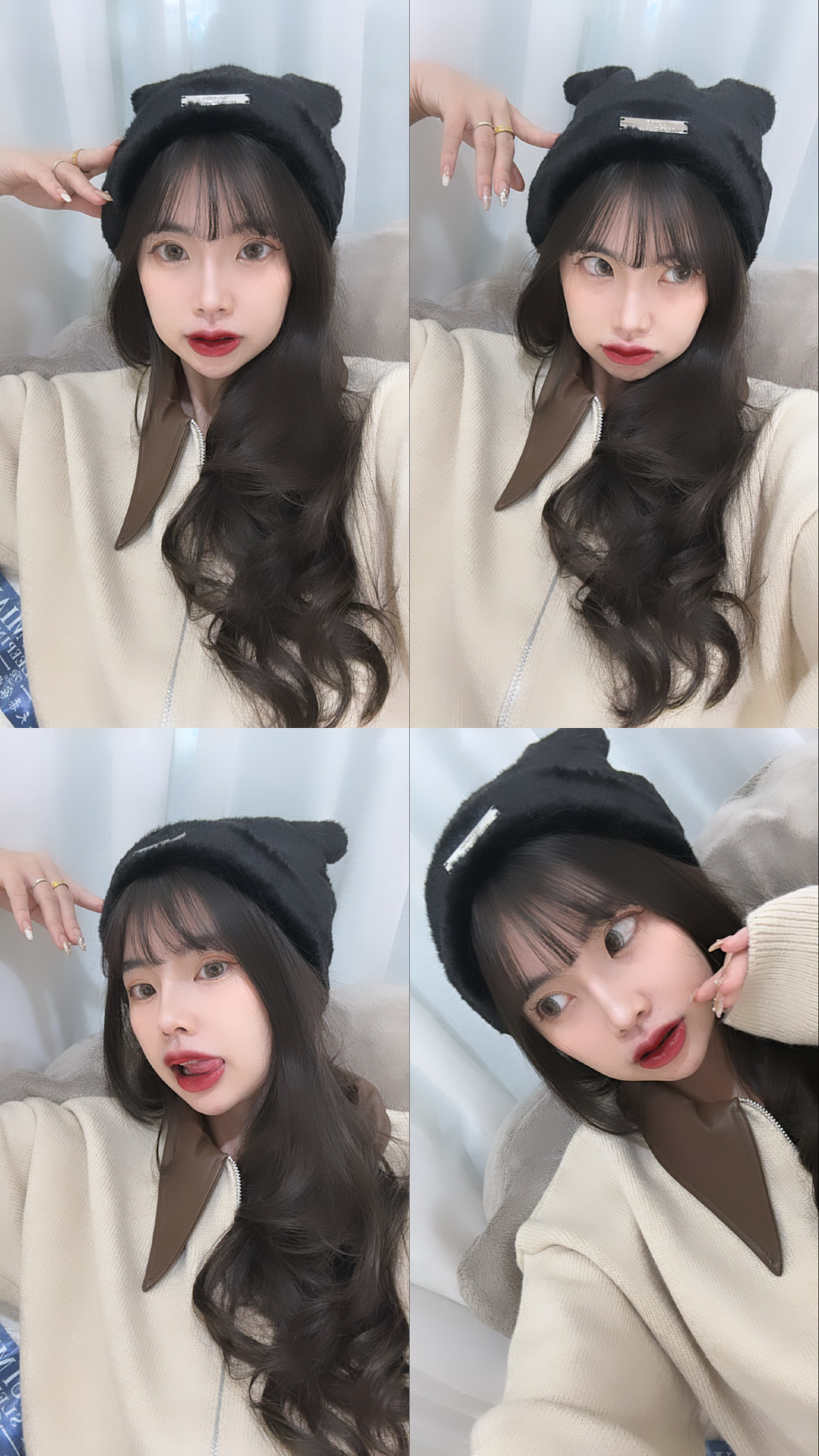 ＱＱ毛茸茸貓耳朵帽🐱