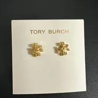 [S] TORY BURCH ROXANNE DOUBLE-STUD EARRING,ROLLED GOLD, 90282-700 (STB403)