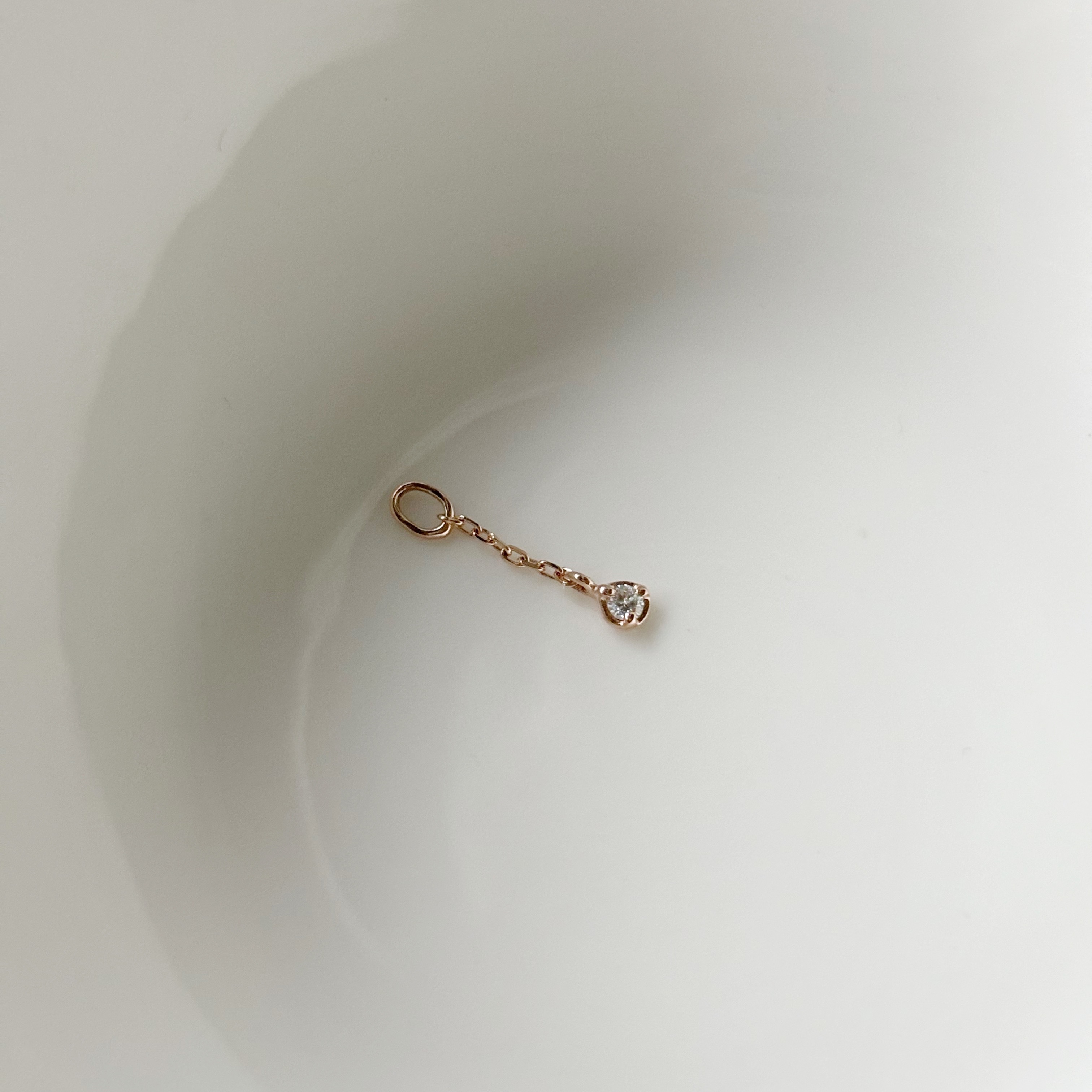 14k小圓三爪真鑽小鏈子耳墜