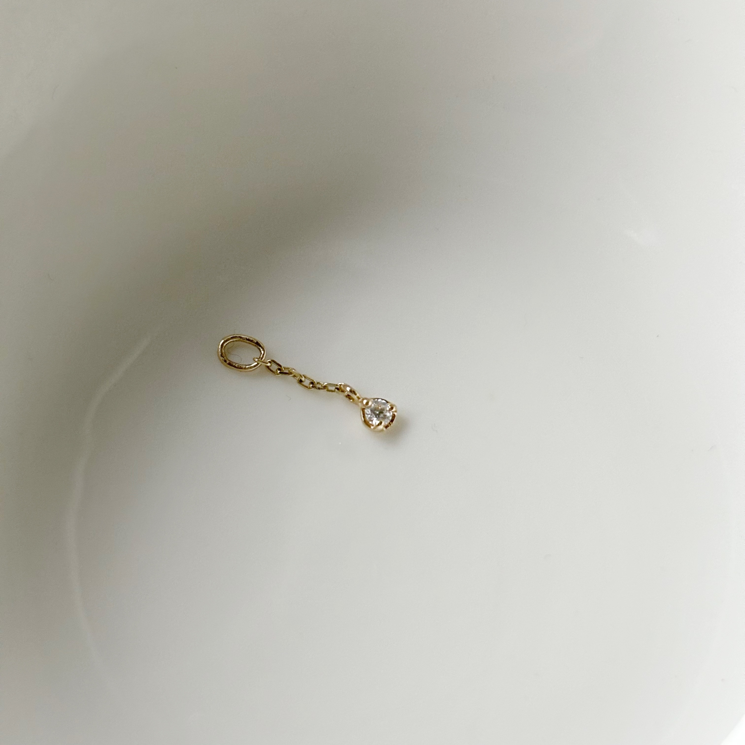 14k小圓三爪真鑽小鏈子耳墜