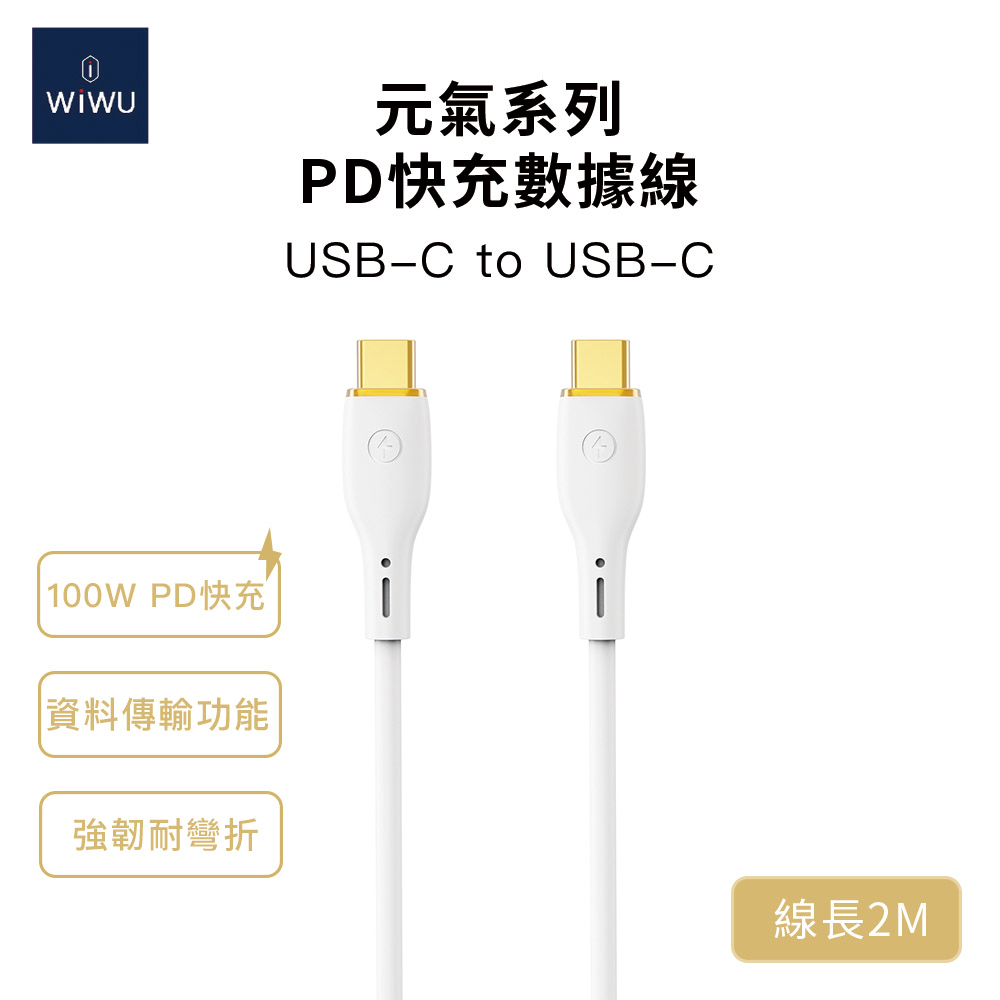 WiWU 元氣系列 100W PD快充數據線YQ04 Type-C 2米