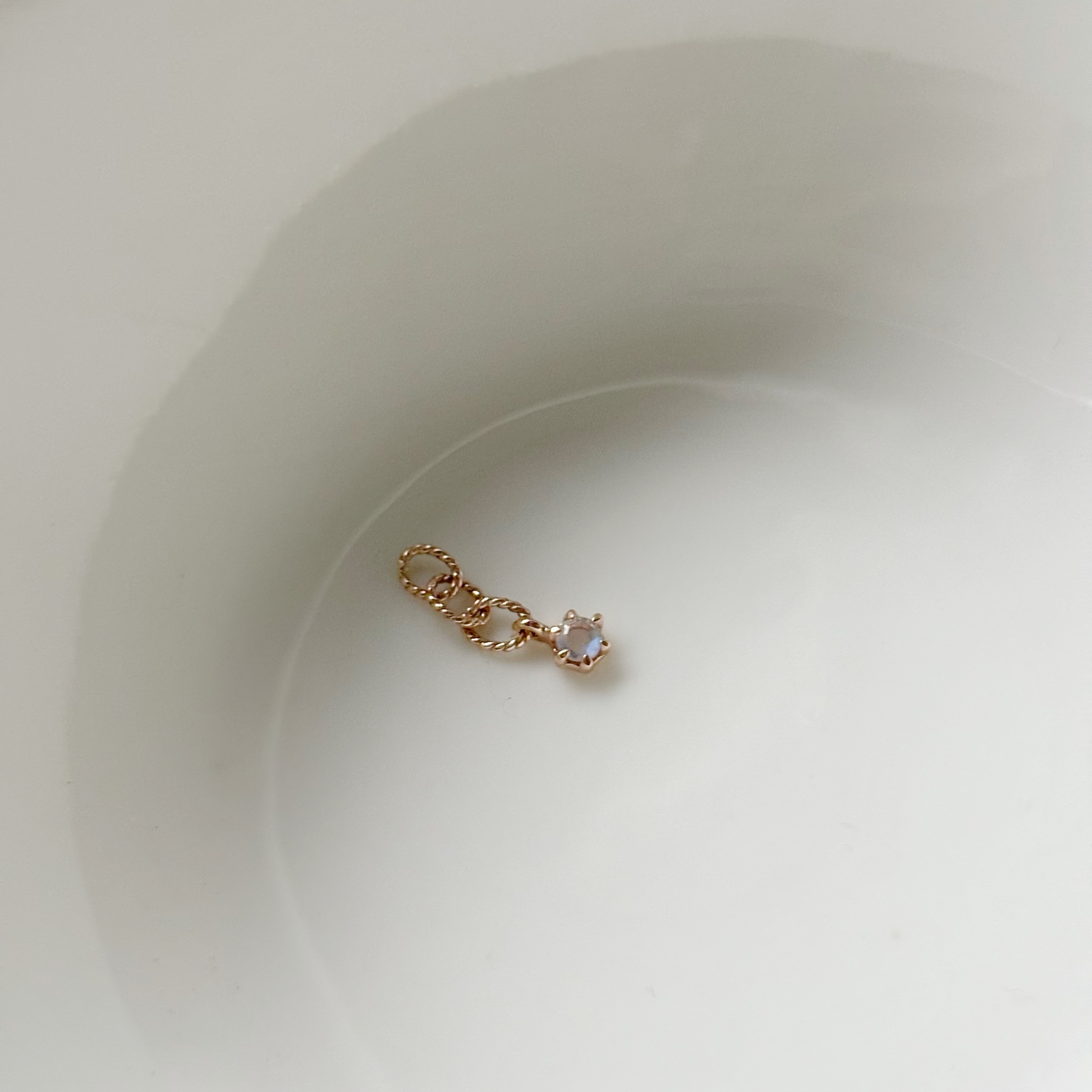 14k mini六爪月光石三鏈圈耳墜