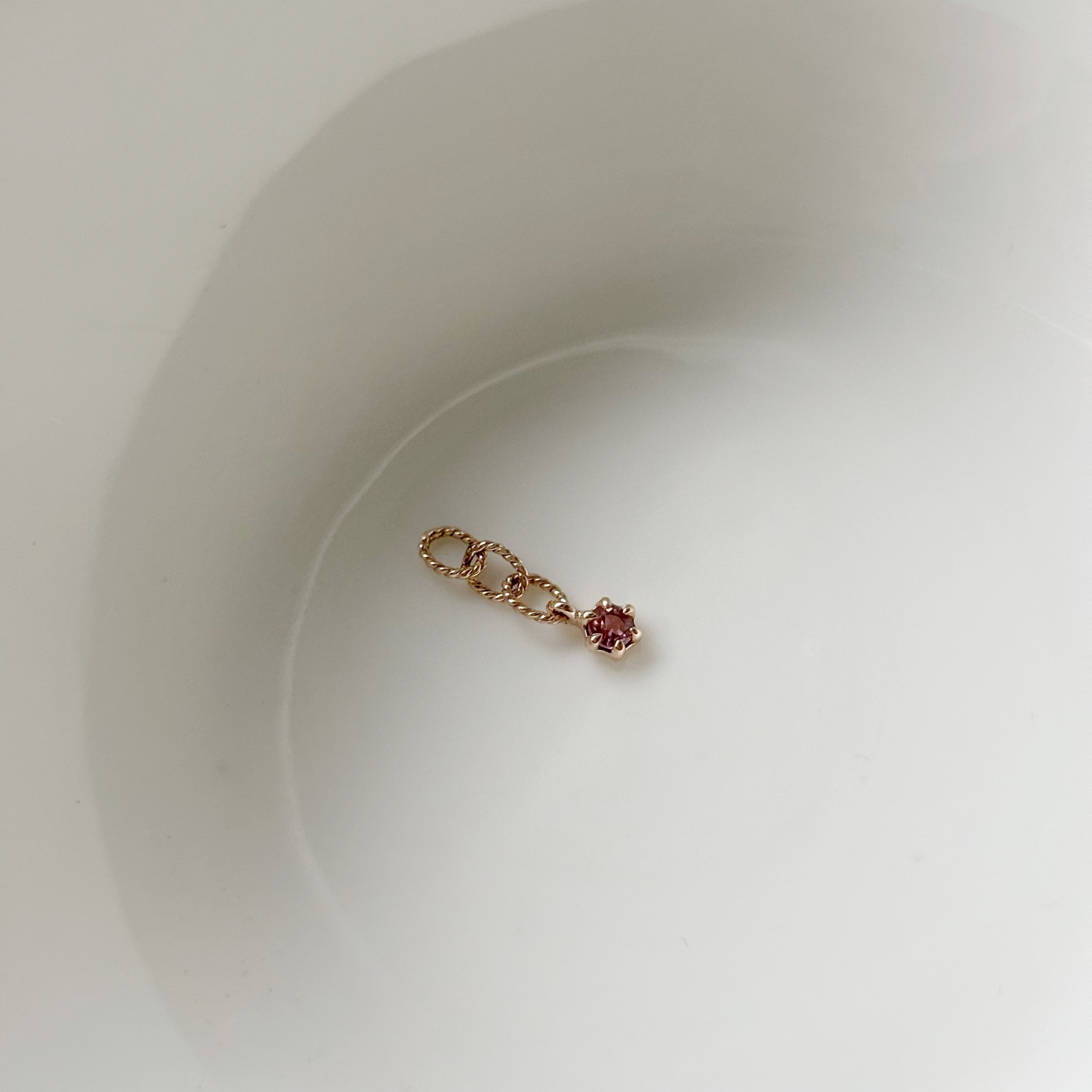 14k mini六爪粉碧璽三鏈圈耳墜