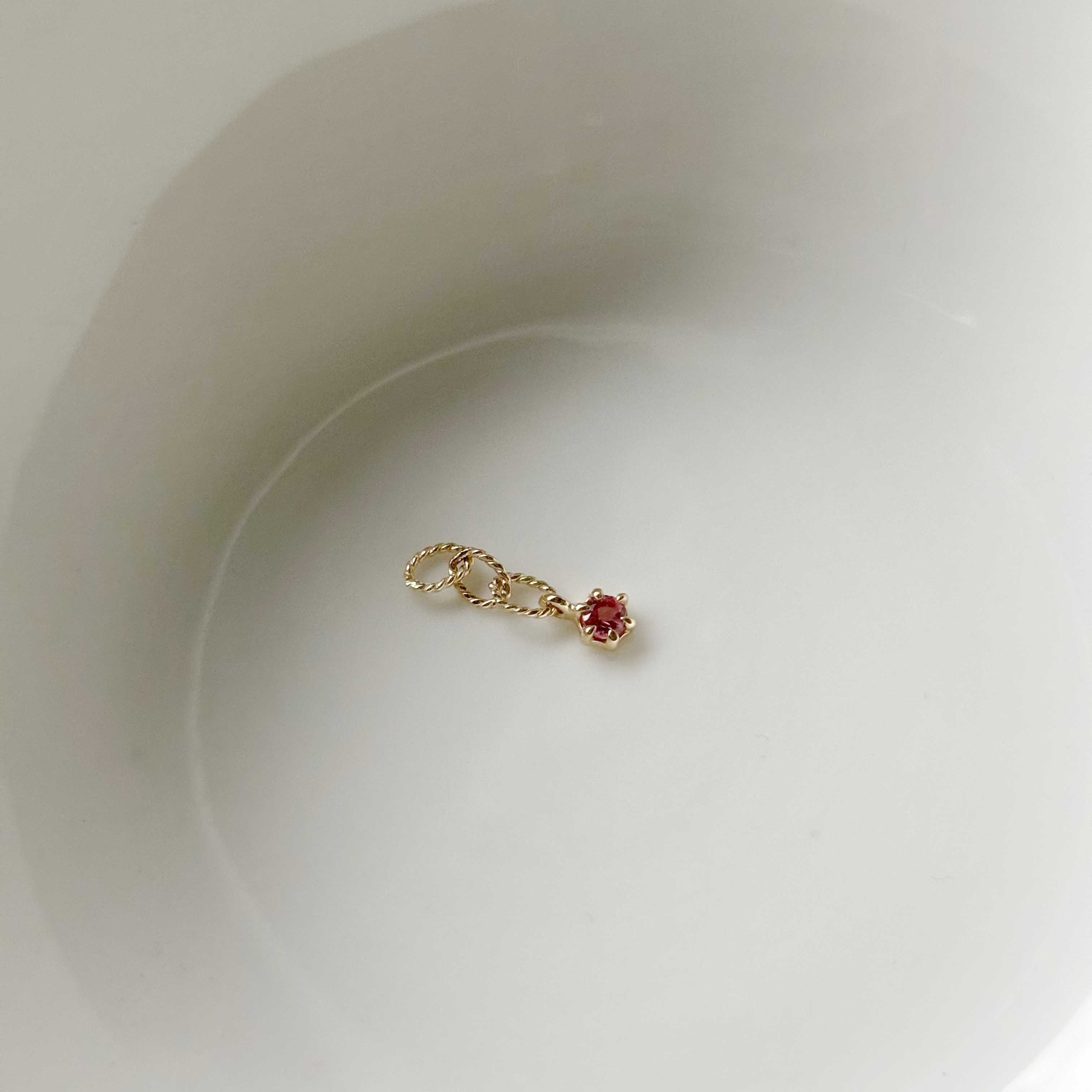 14k mini六爪粉碧璽三鏈圈耳墜