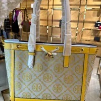 [S] TORY BURCH MONOGRAM JACQUARD SMALL TOTE,GOLDFINCH, 81803-703 (STB411)