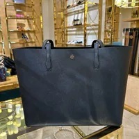 [S] TORY BURCH BLAKE SAFFIANO TOTE,BLACK/BLACK, 154319-001 (STB422)