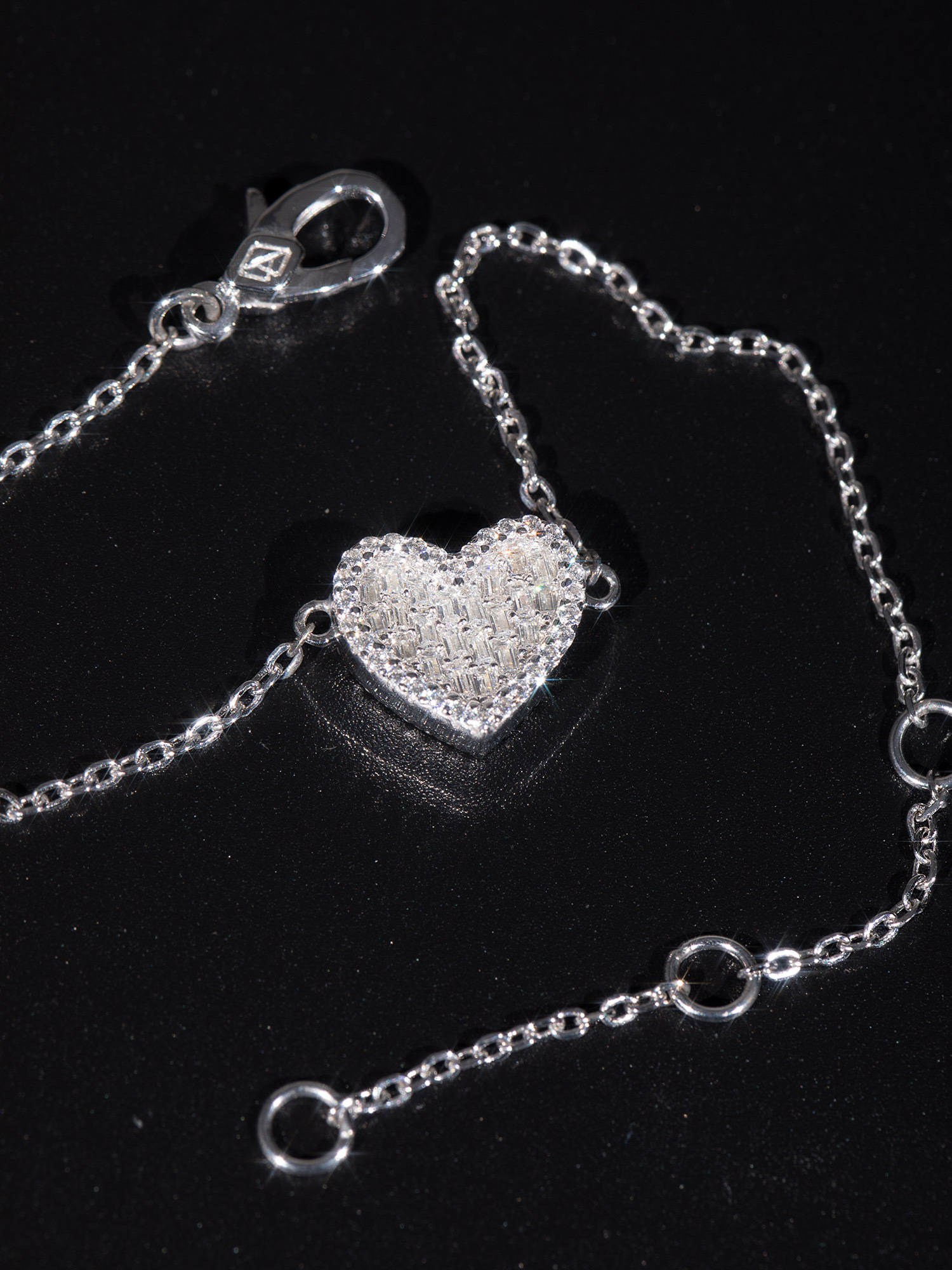 愛心手鍊｜鋯石/黑瑪瑙