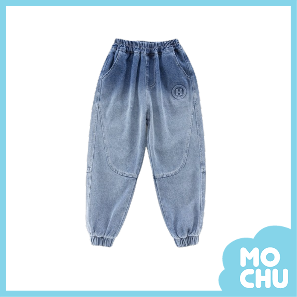 Ｈ字漸層縮口牛仔褲