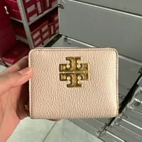[S] TORY BURCH BRITTEN LOGO ZIP MINI BIFOLD WALLET,SHELL PINK, 146708-652 (STB429)