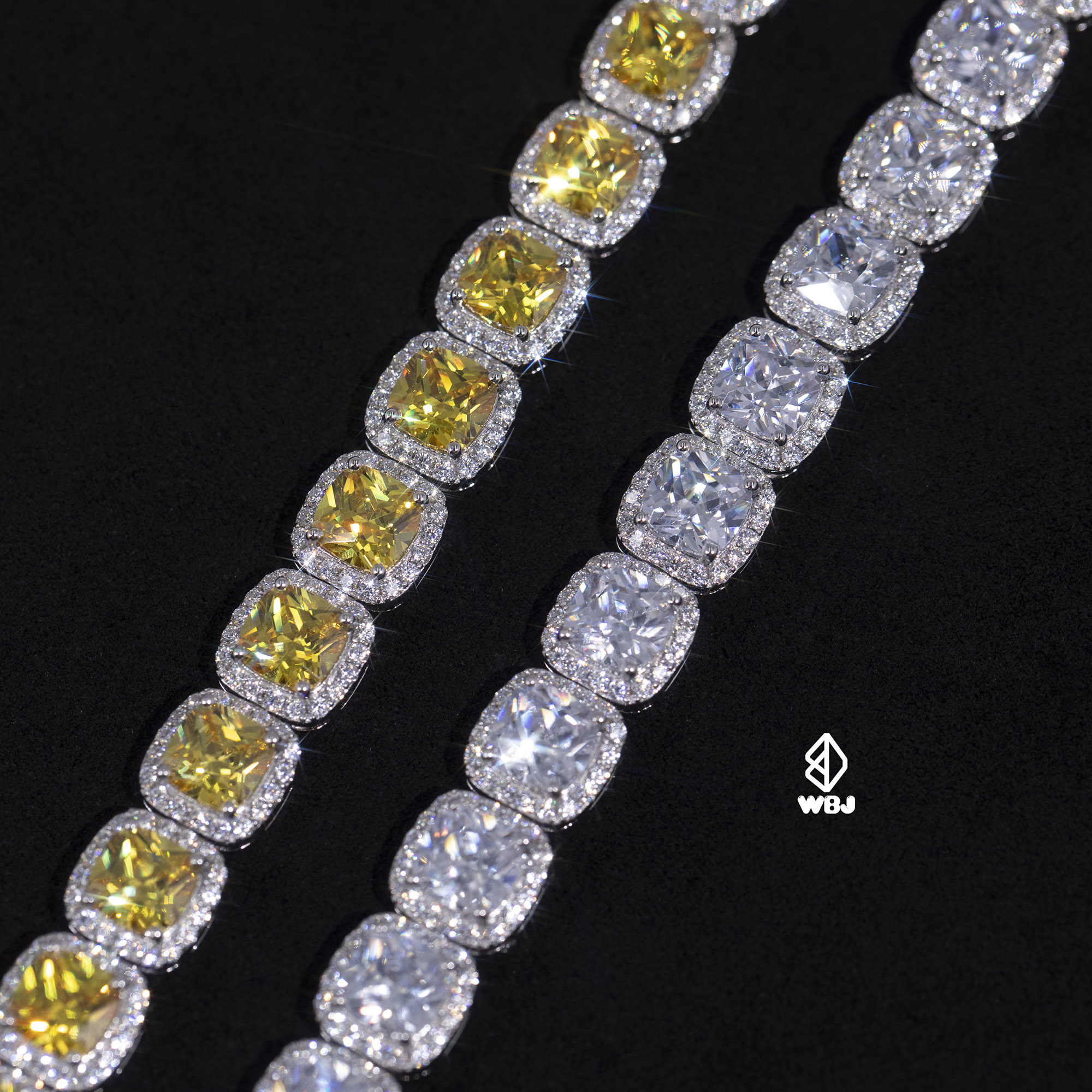 8mm 墊型寶石手鏈｜黃/白