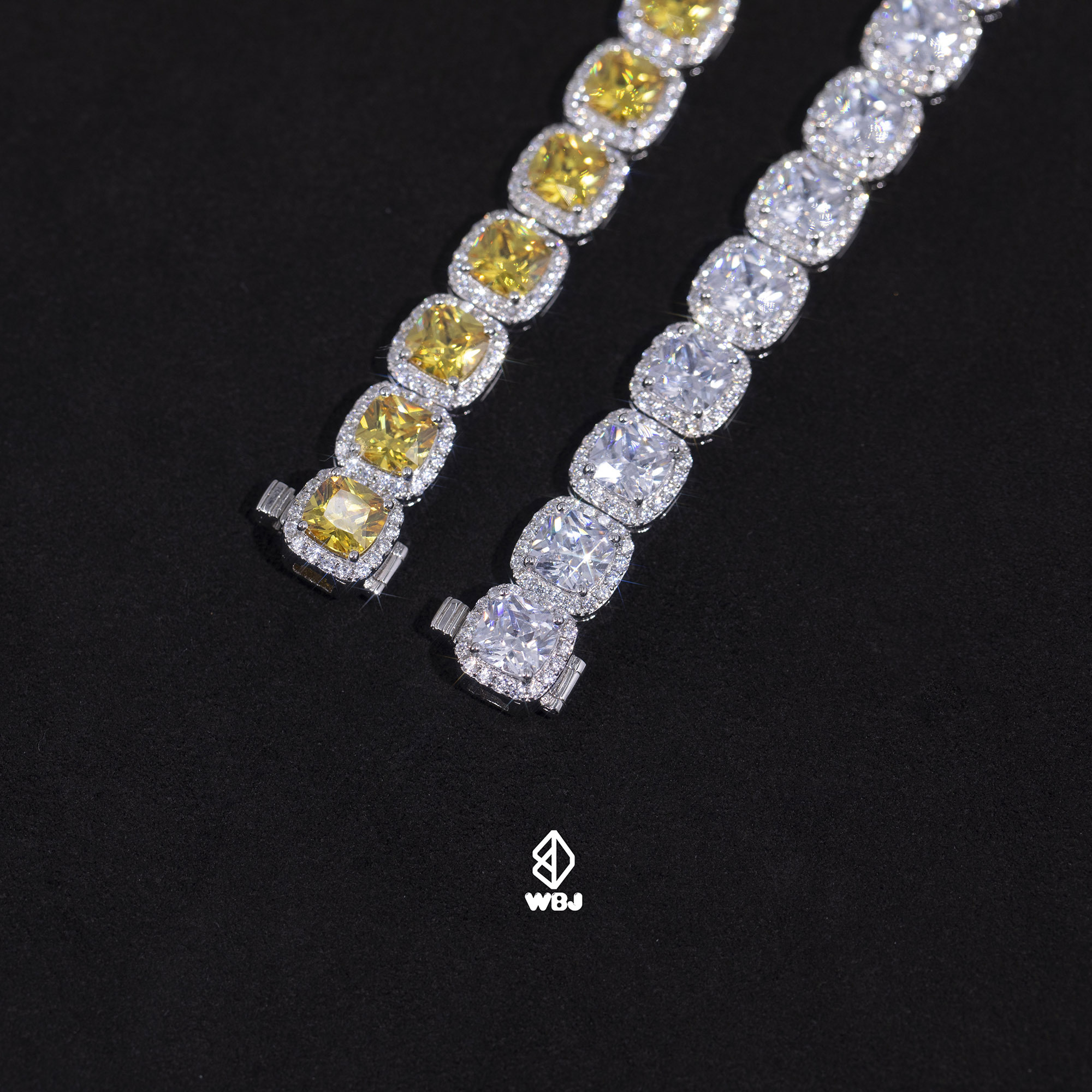 8mm 墊型寶石手鏈｜黃/白