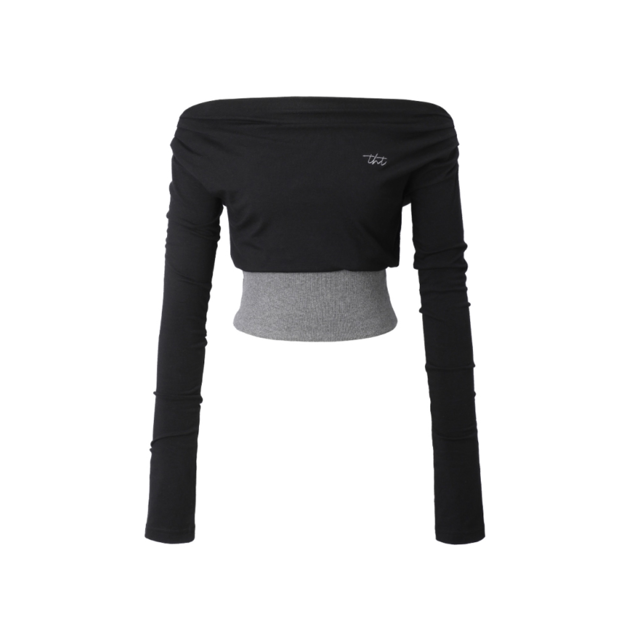 [threetimes] RIB OFF-SHOULDER TOP