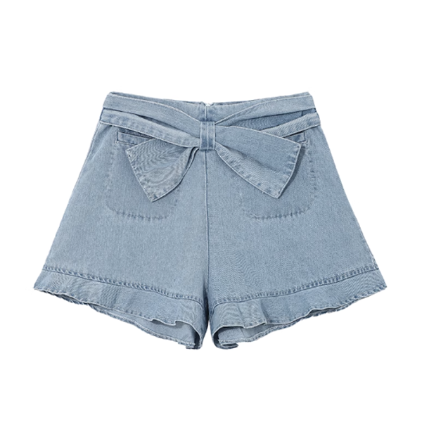 High waisted loose denim straight shorts