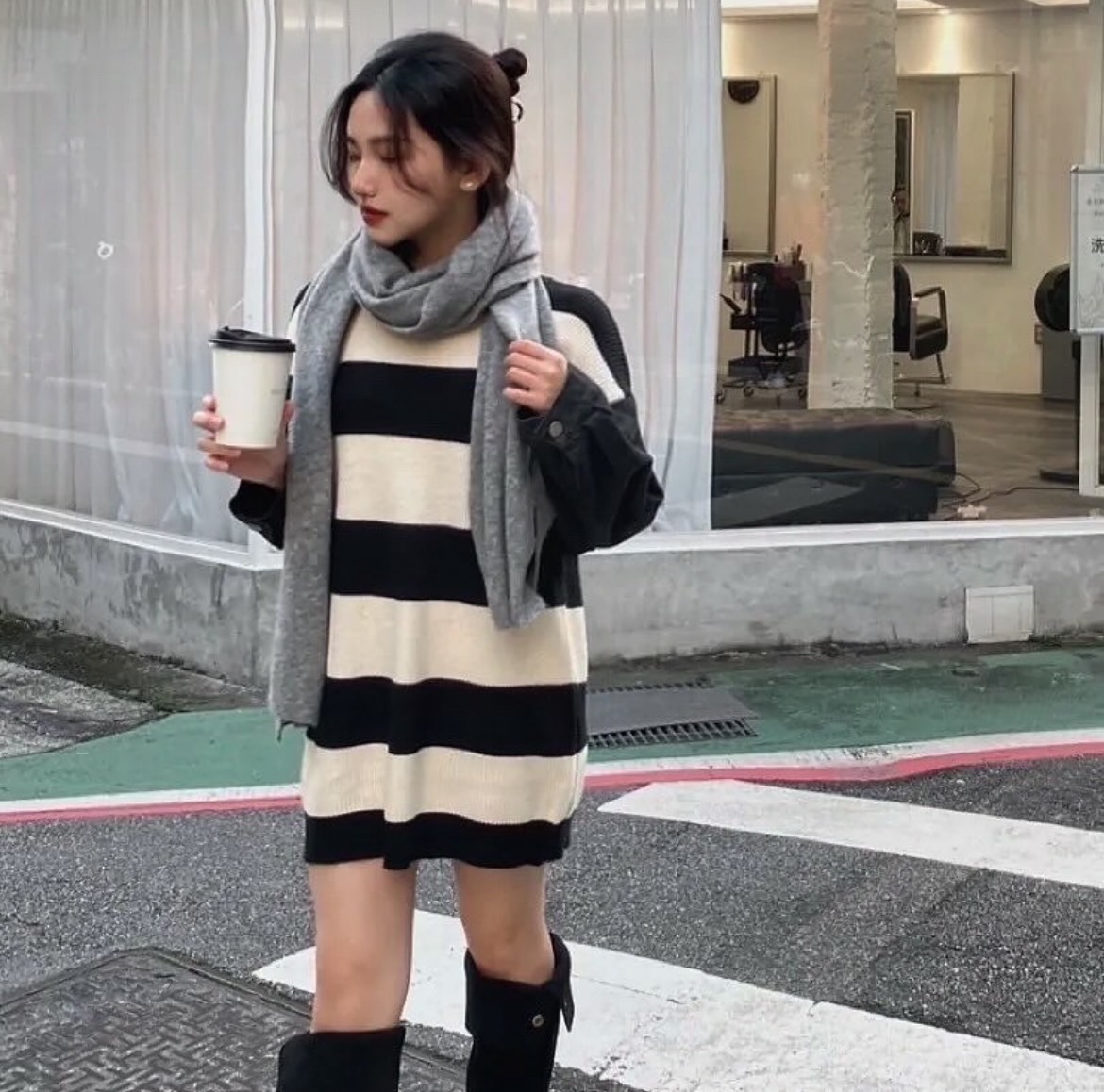 韓國小標羊毛針織圍巾/六色/限時特價