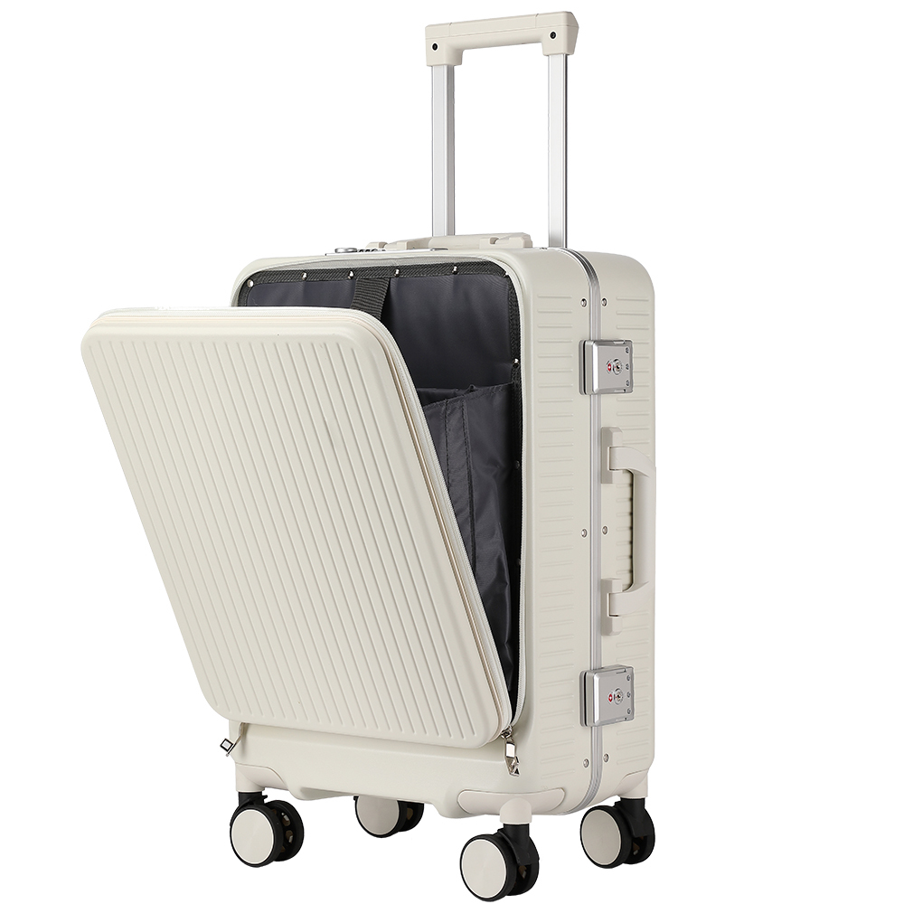 【LAMADA】藍盾 20"前開式簡約流線框箱/行李箱/旅行箱/登機箱(4色可選)