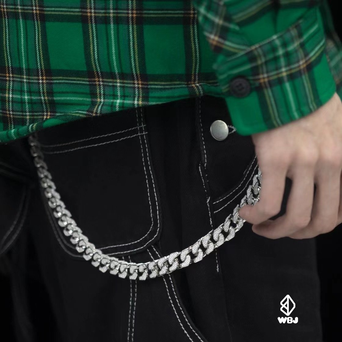 （客製化款式）13mm 四面滿鑲古巴褲鍊