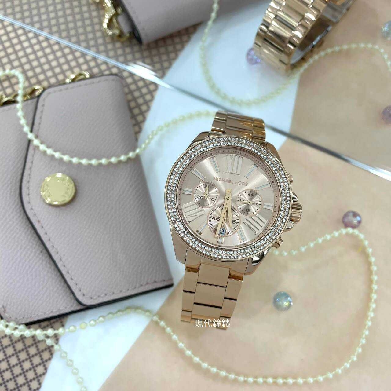 【MICHAEL KORS】閃耀三眼計時晶鑽腕錶 MK7430 42mm 現代鐘錶