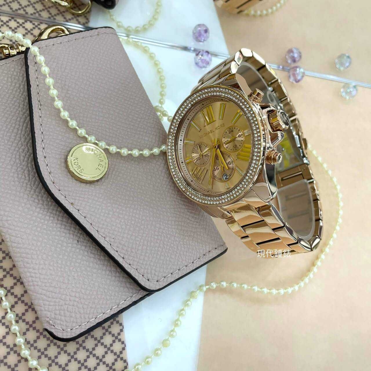 【MICHAEL KORS】閃耀三眼計時晶鑽腕錶 MK7430 42mm 現代鐘錶