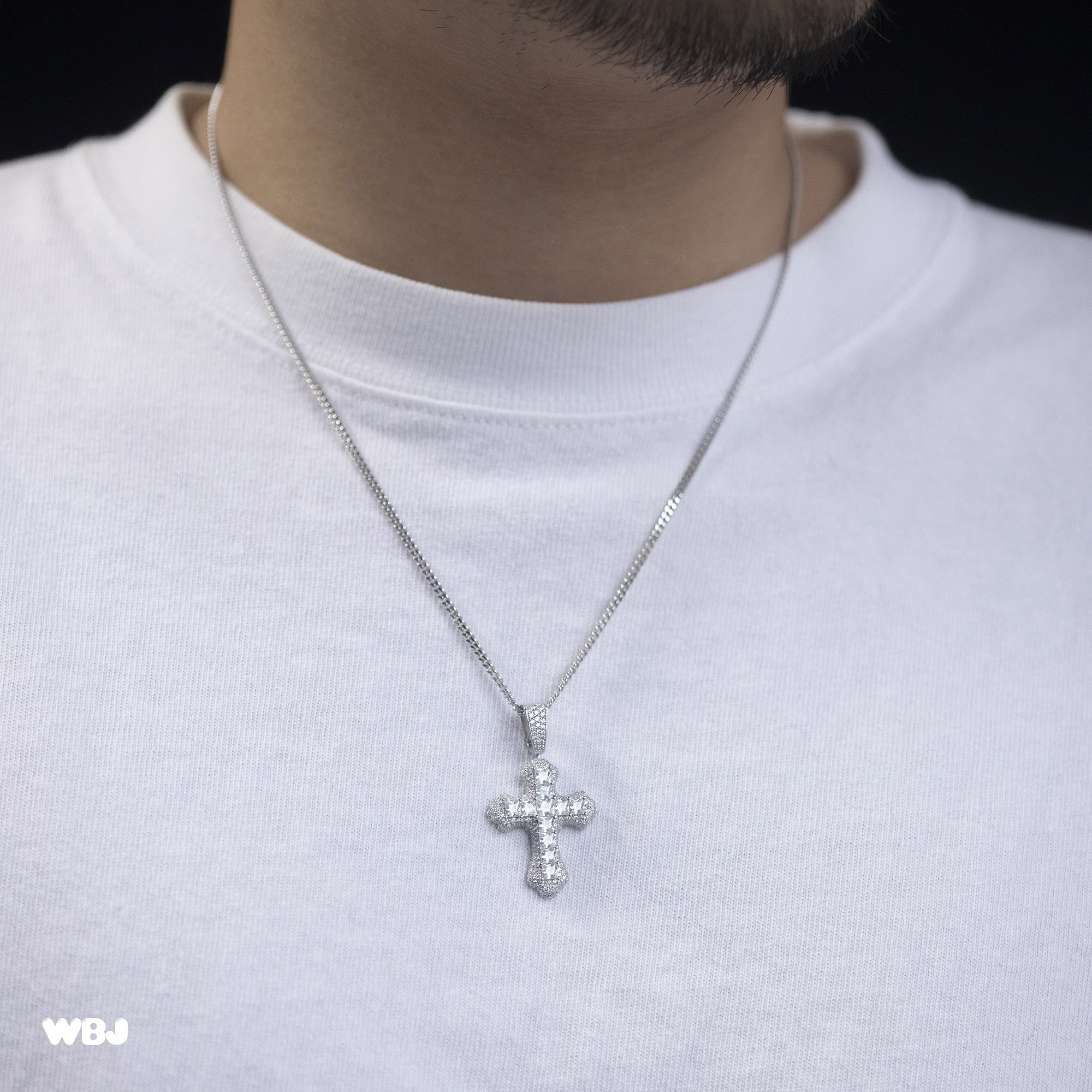 公主方群鑲十字吊墜項鍊