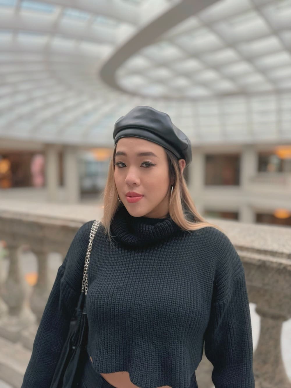 美式皮質貝雷帽