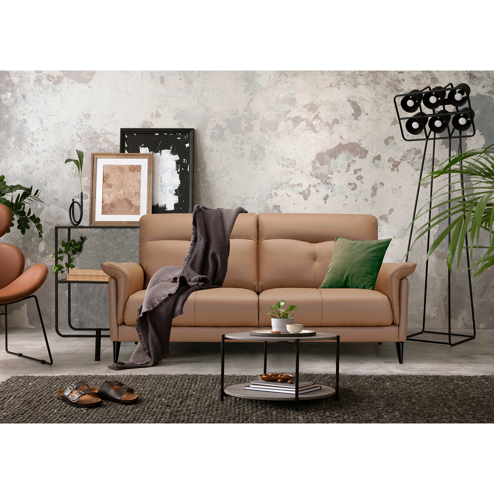 Vichy 全皮雙座式沙發 -淺棕色〔SFV3814〕