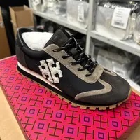 [S] TORY BURCH VINTAGE NYLON SNEAKER GRESSANE HEROES SOFT PLAIN WEAVE,PERFECT BLACK/CERBIATTO/PERFECT BLACK, 143468-892 [FINAL SALE] (STB440)