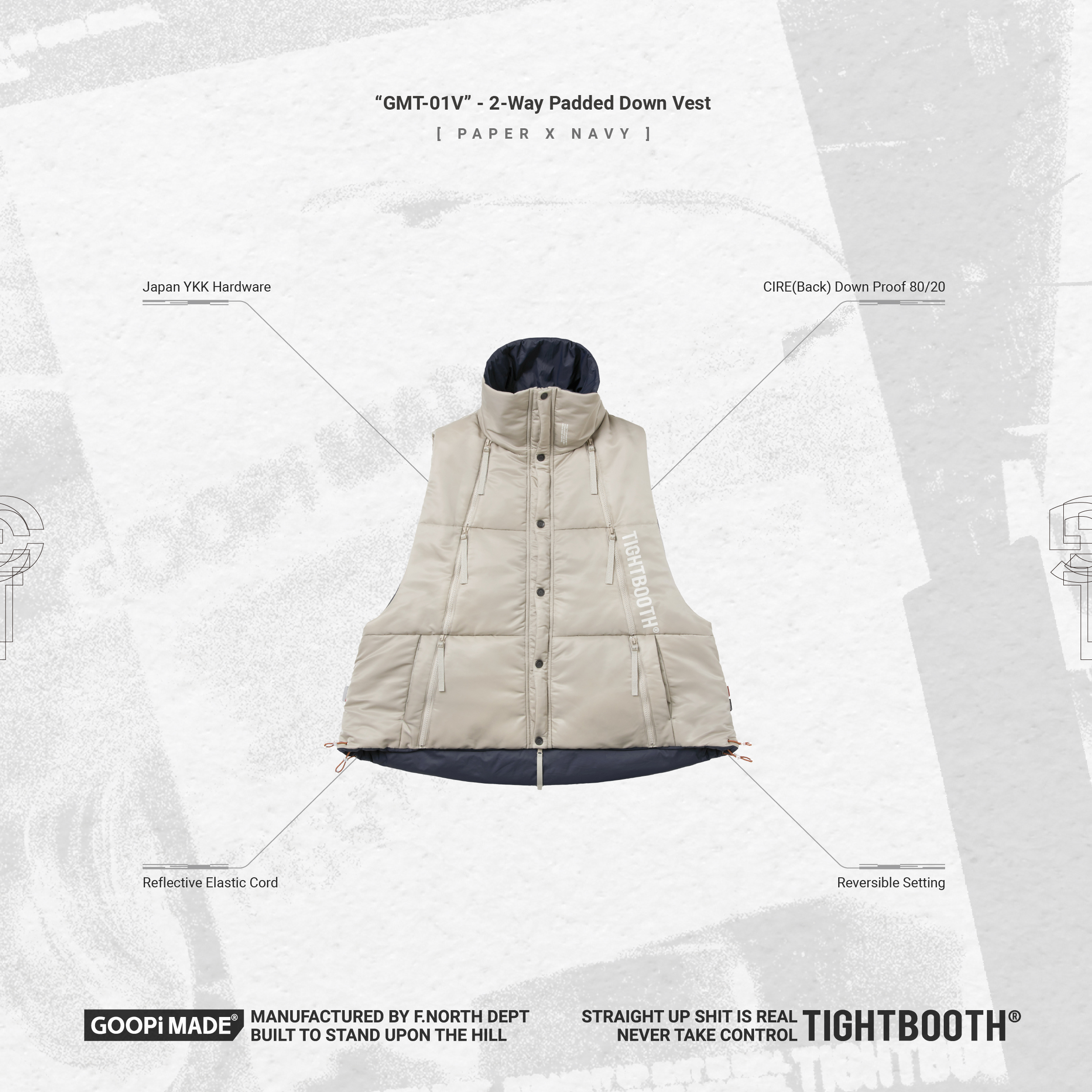 GOOPiMADE x TIGHTBOOTH] “GMT-01V” Padded Down Vest