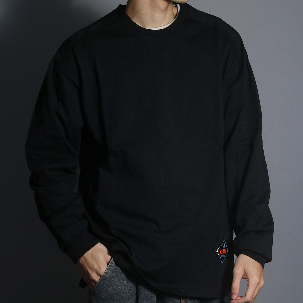 KANGOL 長袖 黑色 背後大LOGO 透氣 薄長T 上衣 中性 6255116120