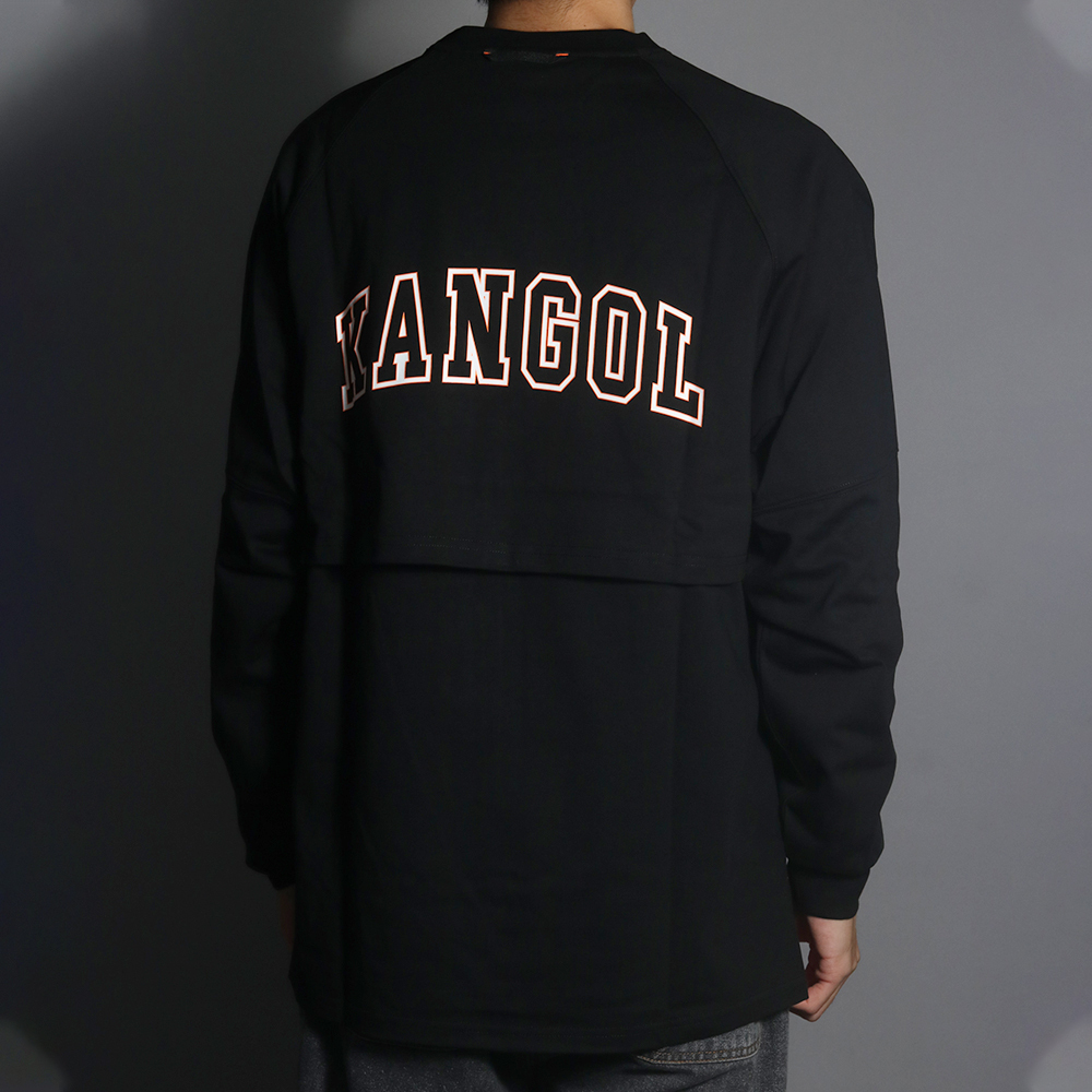 KANGOL 長袖 黑色 背後大LOGO 透氣 薄長T 上衣 中性 6255116120
