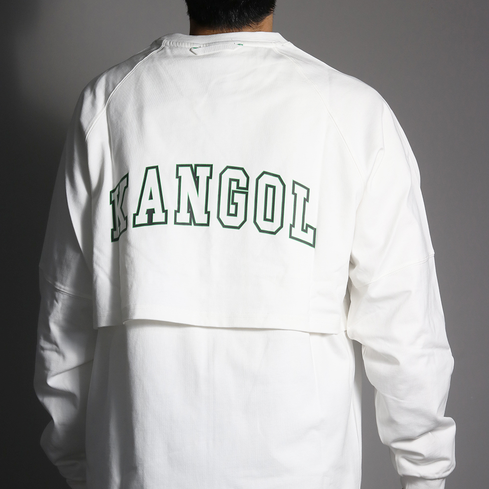 KANGOL 長袖 白色 背後大LOGO 透氣 薄長T 上衣 中性 6255116100
