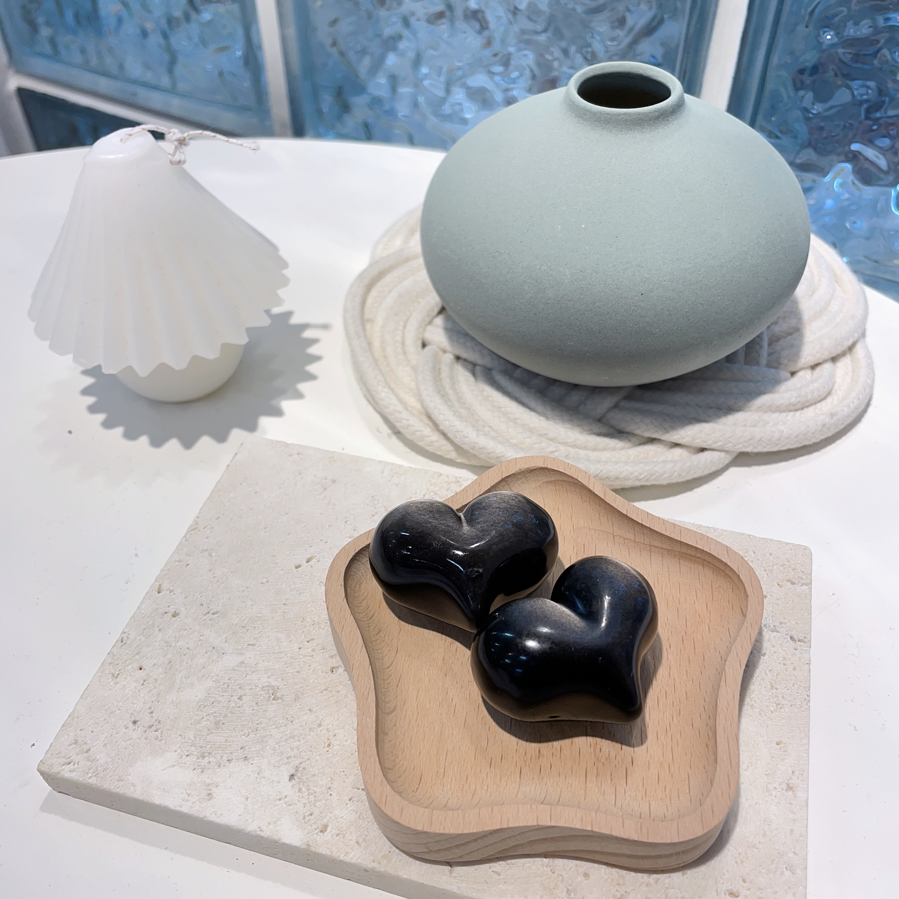 銀曜石心心擺件