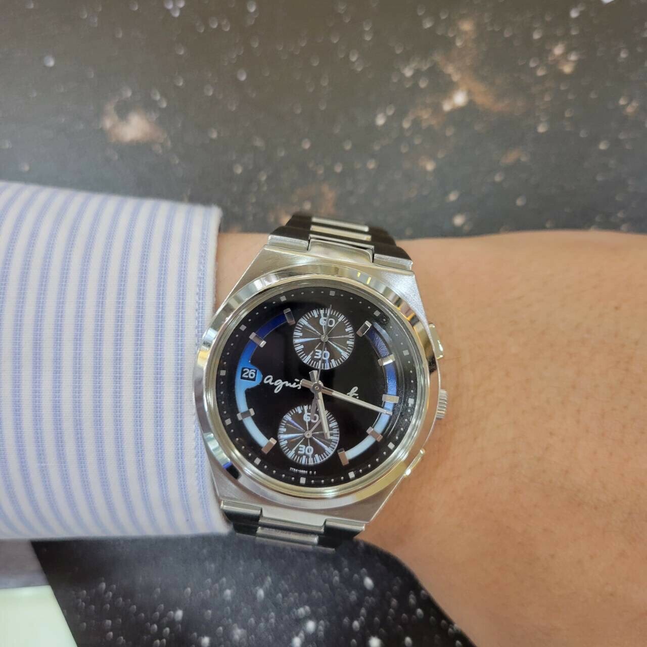 【agnes b.】 紳士兩眼計時男錶 7T94-0AX0B 38mm  現代鐘錶