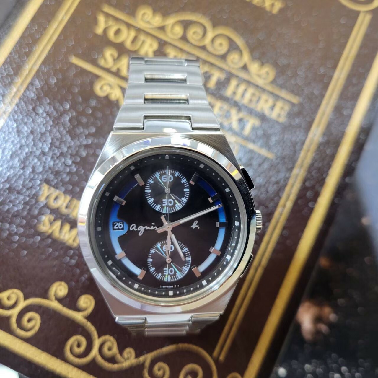 agnes b.】 紳士兩眼計時男錶7T94-0AX0B 38mm 現代鐘錶