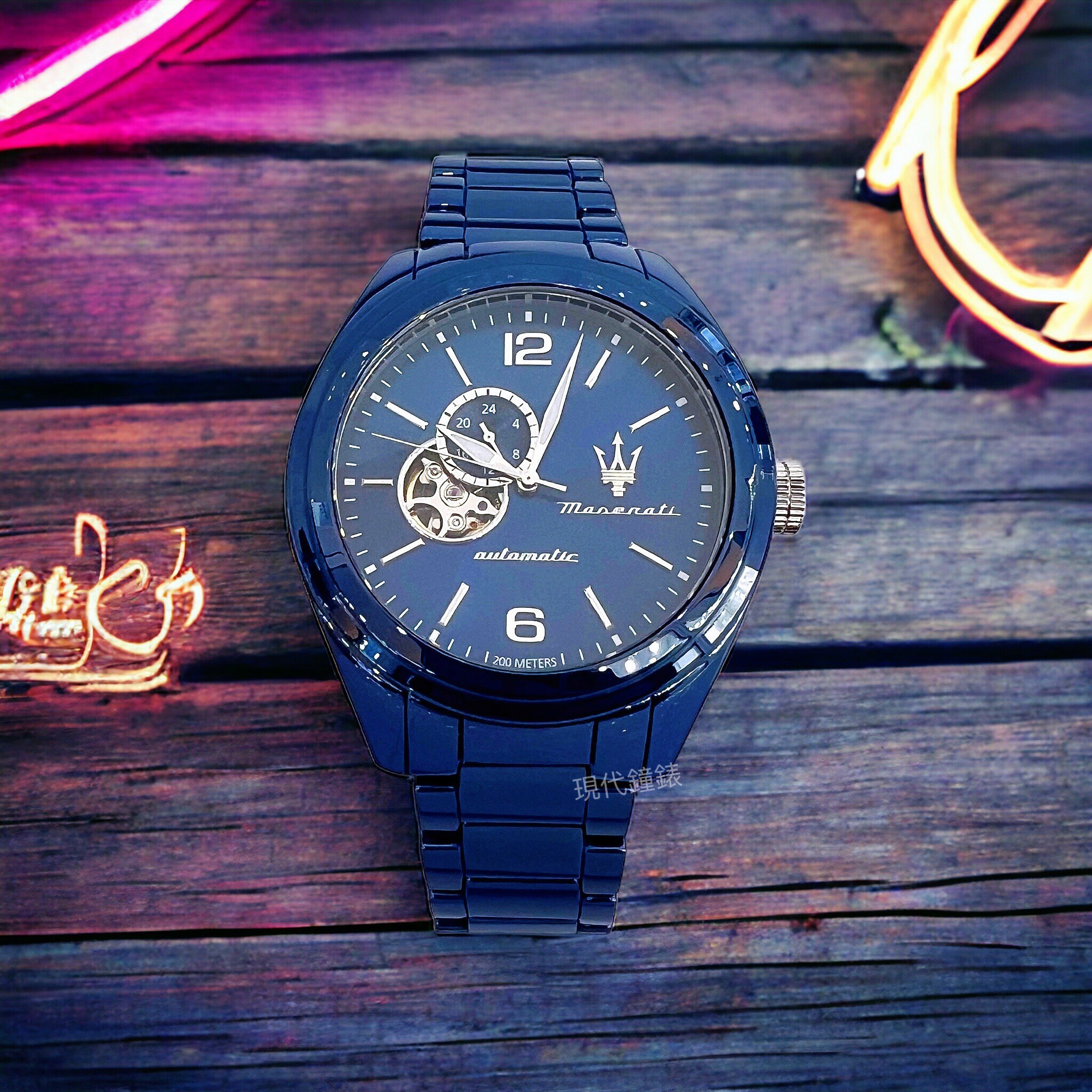 【MASERATI 瑪莎拉蒂】精典寶藍陶瓷機械腕錶R8823150002 46mm 現代鐘錶