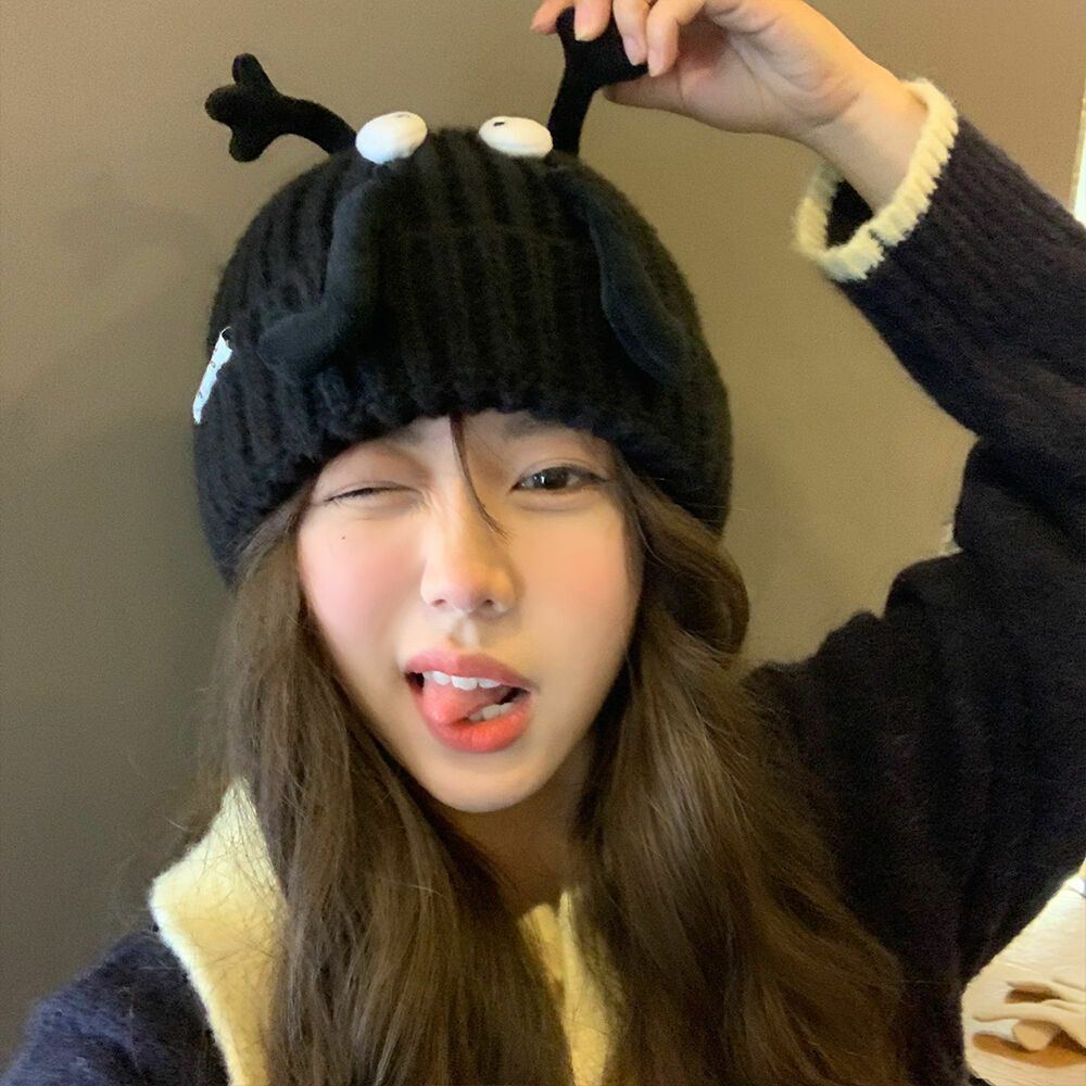 《3473》日系搞怪小謀球毛線帽